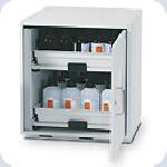 Bezpečnostní skříň pro ukládání kyselin a louhů – nízká varianta Asecos (pravé dveře)_2 zásuvky s plastovými záchytnými vanami 